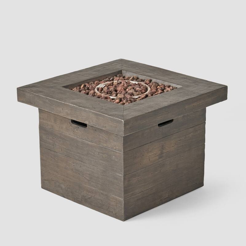 Puerta Outdoor 4-piece Wicker Swivel Chair Set with Square Firepit by Christopher Knight Home