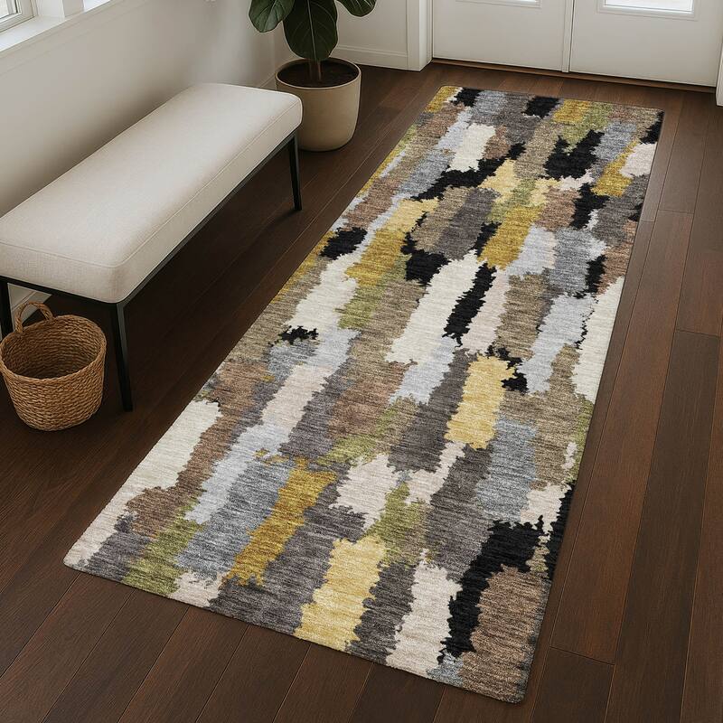 Machine Washable Indoor/ Outdoor Contemporary Stacks Chantille Rug