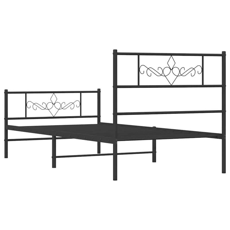 vidaXL 12 Inches Black Twin Metal Bed Frame No Mattress - 77.2" x 41.3" x 35.4"
