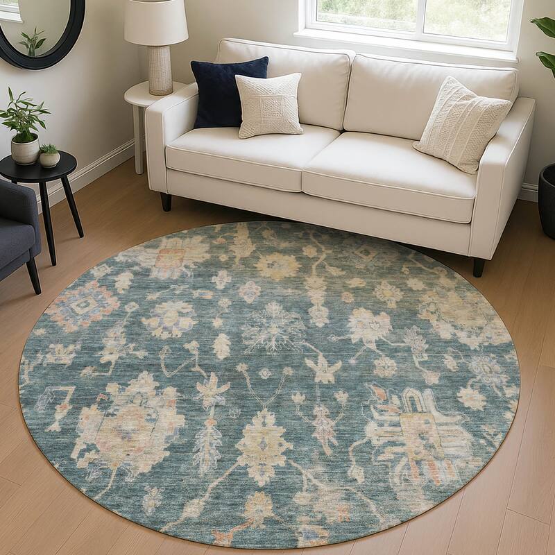 Machine Washable Indoor/ Outdoor Casual Traditional Chantille Rug