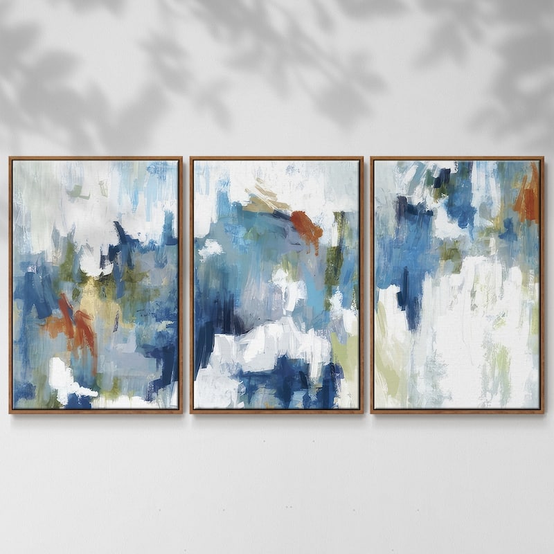 Color Falls - Multi Piece Framed Canvas - 24 x 36 - Walnut