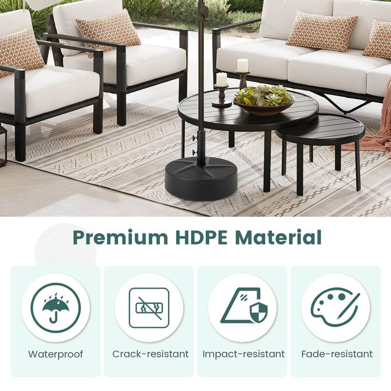 Costway Patio Round Umbrella Base with 2 Adjustable Knobs & 3 Adapters - See Details