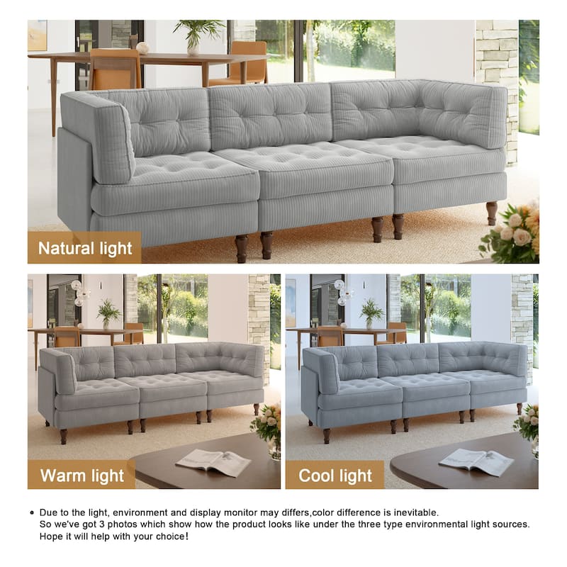 Oversized Modular Sectional Corduroy Fabric Tufted Sofa