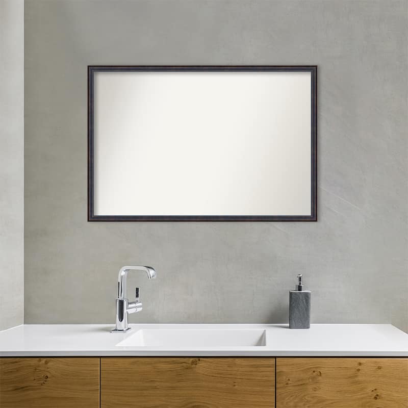 Non-Beveled Wood Bathroom Wall Mirror - Dark Bronze Scoop Frame - Dark Bronze Scoop