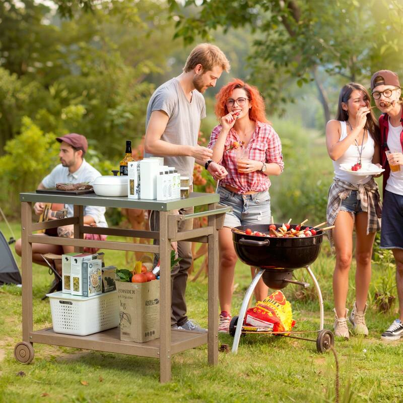 Multi-functional Outdoor Cart: Ideal for Pizza Ovens, Grilling, and Dining -RV carts