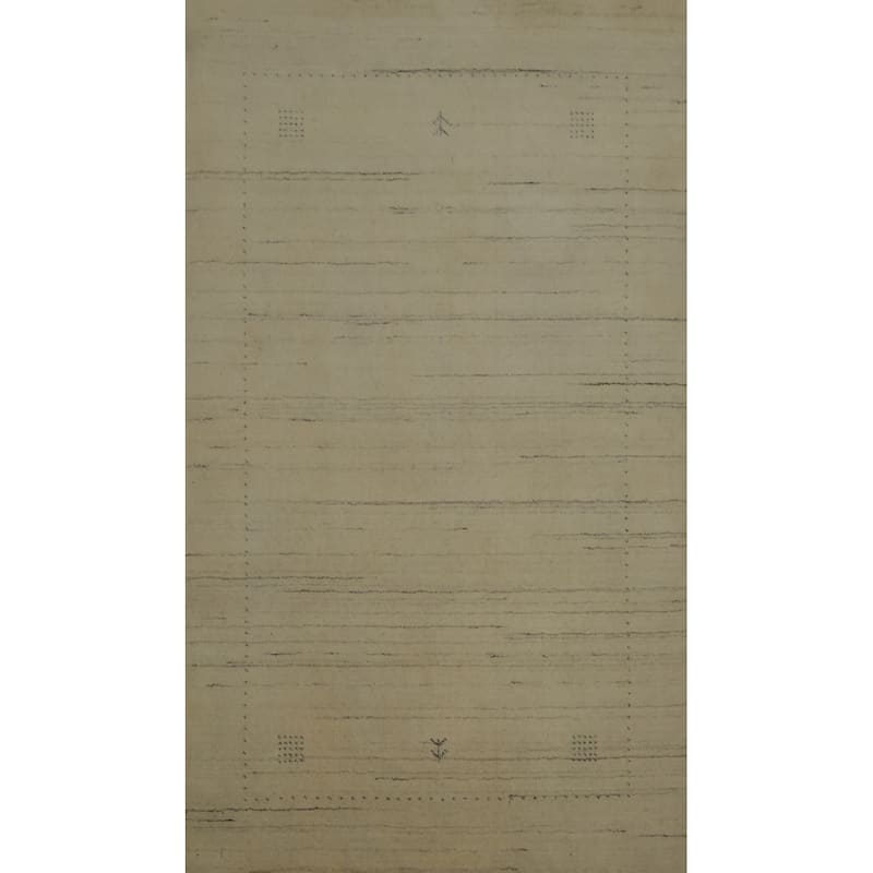 Hand Knotted Oriental 100% Wool Carpet Tribal Tribal Beige & Ivories Gabbeh Area Rug - 5' 3'' X 3' 3''