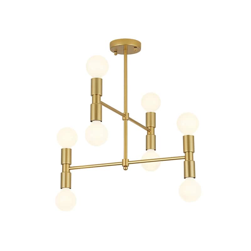 Mid-century 8-Light Dimmable Shade-free Linear Tiered Chandelier - 21.1 in