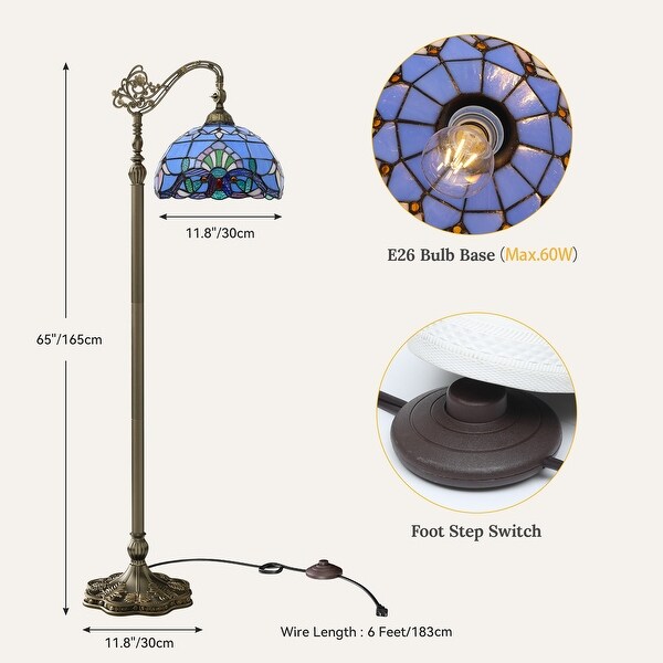 Moasis Tiffany Floor Lamp with Stained Glass Shade Flexible Gooseneck and Foot Switch On Sale Bed Bath Beyond 42284917