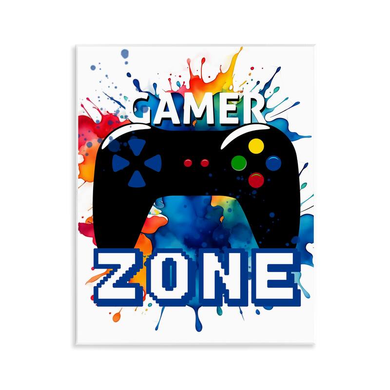 Stupell Vivid Modern Gamer Zone Wall Plaque Art Design By Kim Allen - 11 x 14