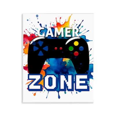 Stupell Vivid Modern Gamer Zone Wall Plaque Art Design By Kim Allen