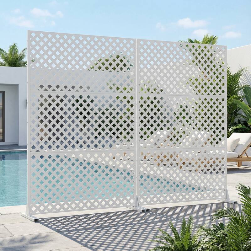 Outdoor Rectangle Privacy Screens Metal Screen Fence Panel Set of 2
