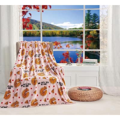Décor&More Amor Eterno Be Mine Love Collection Valentine's Day Whimsical Microplush Throw Blanket (50x60) - Gotta Pizza My Heart