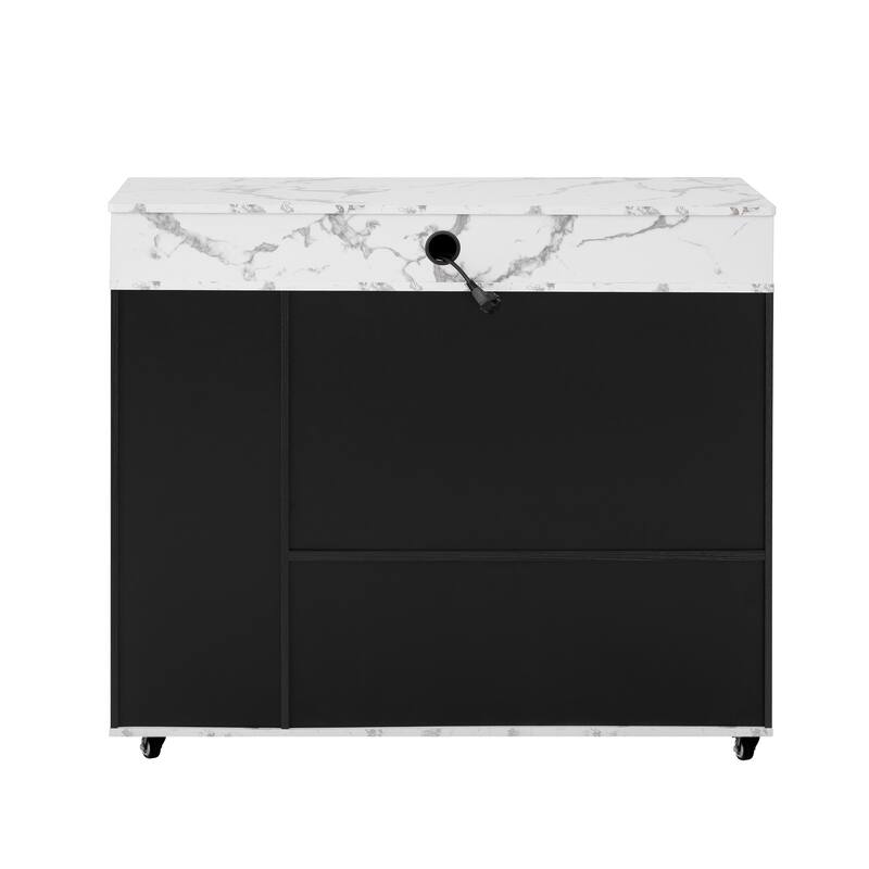 Rolling Kitchen Island with Extendable Table, Drawers, Power Outlet and Brake lock, Storage Cabinet