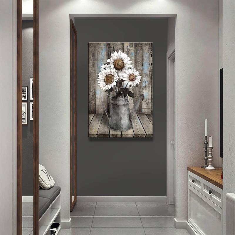 White Sunflower Wall Art Decor