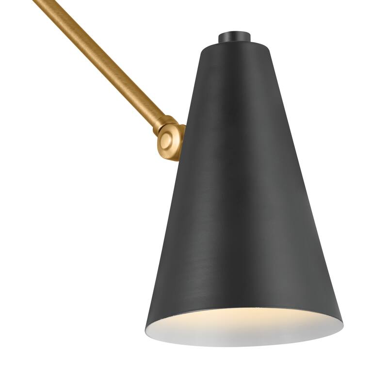 Sylvia 32.5 in. 1-Light Black and Natural Brass Wall Sconce