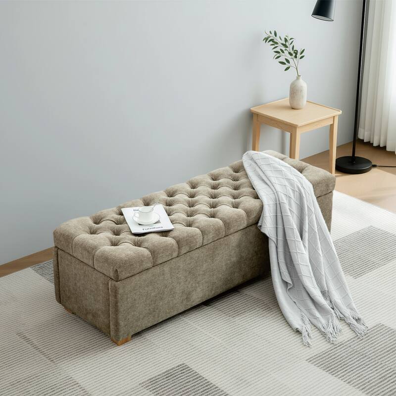 60.24" Wide Modern Upholstered Storage Bench,Entryway Bench,End of Bed Bench