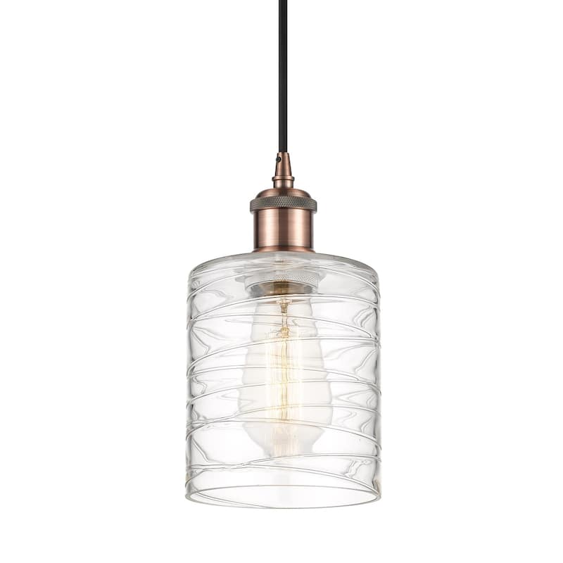 Innovations Lighting 516-1P-8-5 Cobbleskill Pendant Cobbleskill 5" - Deco Swirl / Antique Copper