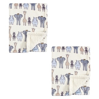 Hudson Baby Unisex Baby Plush Mink and Faux Shearling Blanket, Royal Safari 2-Piece, One Size - Royal Safari 2-Piece - One Size