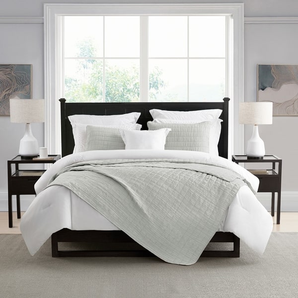 slide 2 of 12, Swift Home Crinkle Enzyme Wash Oversized Coverlet/Bedspread Quilt Sets Grey - King
