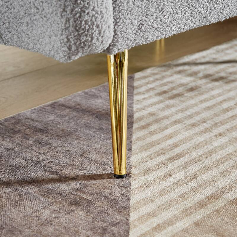 Grey Convertible Sofa Loveseat Sleeper Sofa Couch with Reclining Backrest, Sofa Bed Upholstered Sofa with Pillows