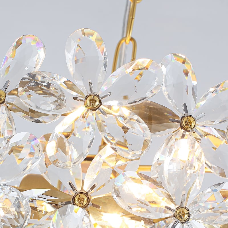 3-Light Crystal Flower Chandelier - Adjustable Chain for Glamorous Home Dining/Living - 3 Light