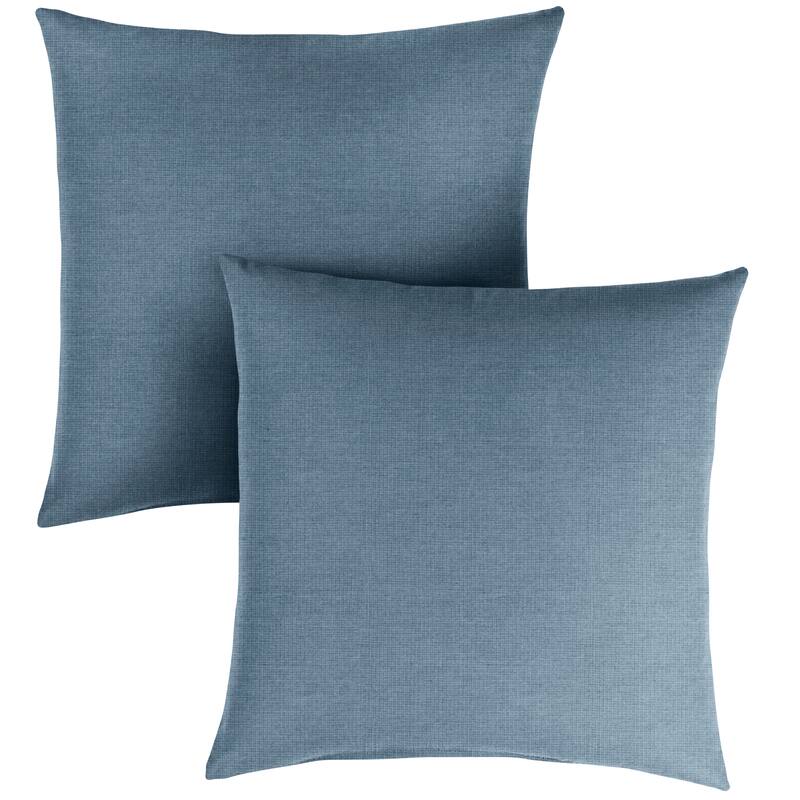 Sunbrella Denim Blue Indoor/Outdoor Pillows, Set of 2, Knife Edge - 16 in L x 16 in W