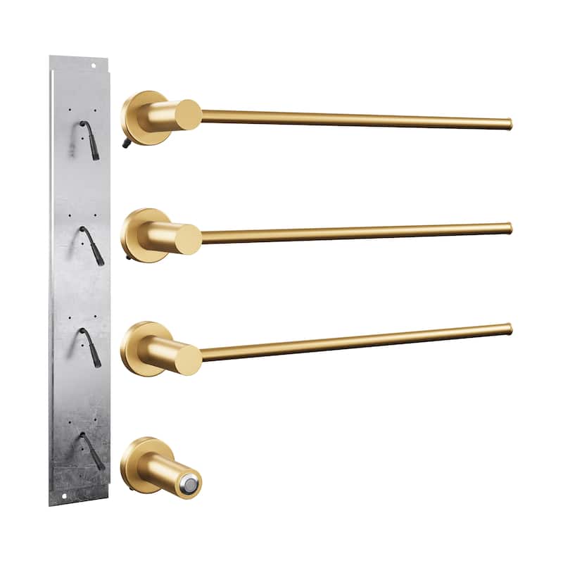 Claire 3-Bar Electric Towel Warmer In Brushed Gold - 19.69" x 40.94" x 4.45"