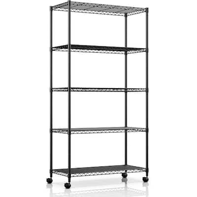 5-Tier Heavy Duty Storage Shelving Unit, 1250 Lbs Loading Capacity, 29.92" W x 13.98" D x 61.02" H, Black