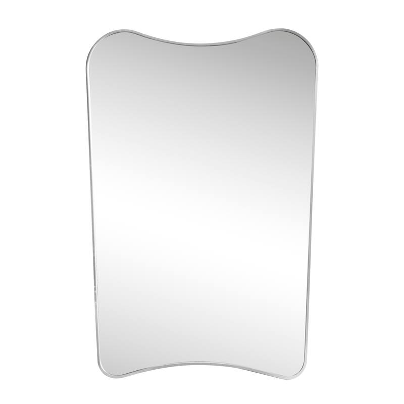 JONATHAN Y Alfie Irregular Metal Framed Wall Mounted Mirror with Flat Bottom