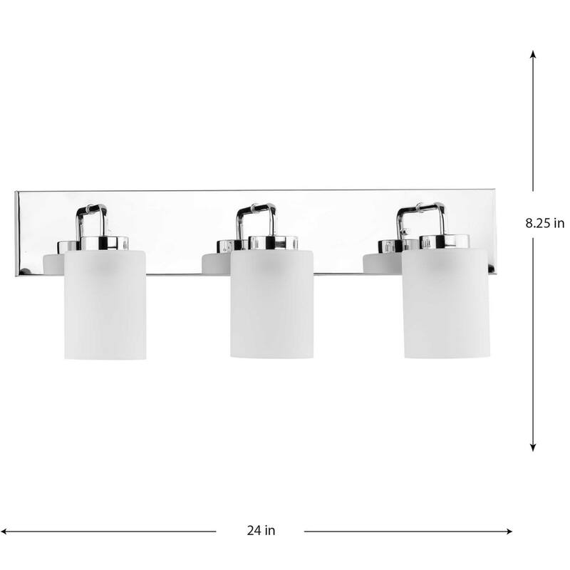 Merry Collection Three-Light Polished Chrome and Etched Glass Transitional Style Bath Vanity Wall Light