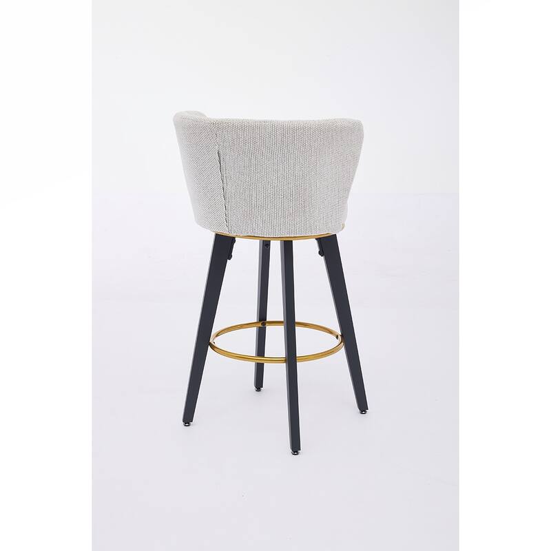 2PCS Swivel Velvet Metal Frame Bar Stools