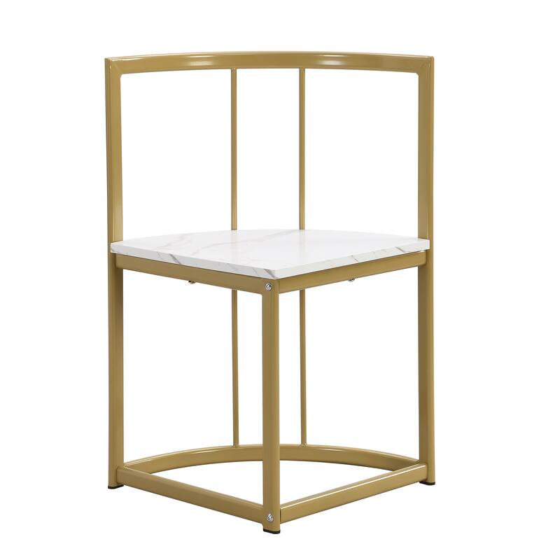 Roomfitters Modern 7-Piece Dining Table Set, 55" Faux Marble Kitchen Table with 6 Space-Saving Metal Chairs for 6