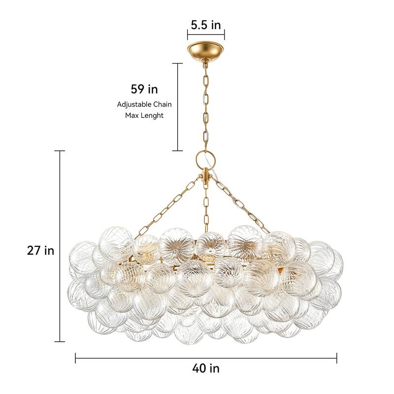 Gold Bubble Ball Chandelier, LED Pendant Light with Glass Globes