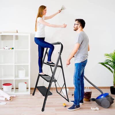 YSSOA 3 Folding Step Stool ladder with Wide Anti-Slip Pedal