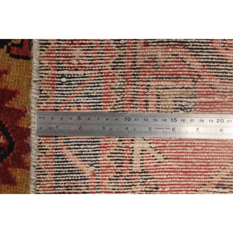 Hand Knotted Oriental 100% Wool Carpet Traditional Tribal Oranges & Rust Heriz Runner Rug - 9' 9'' X 3' 3''