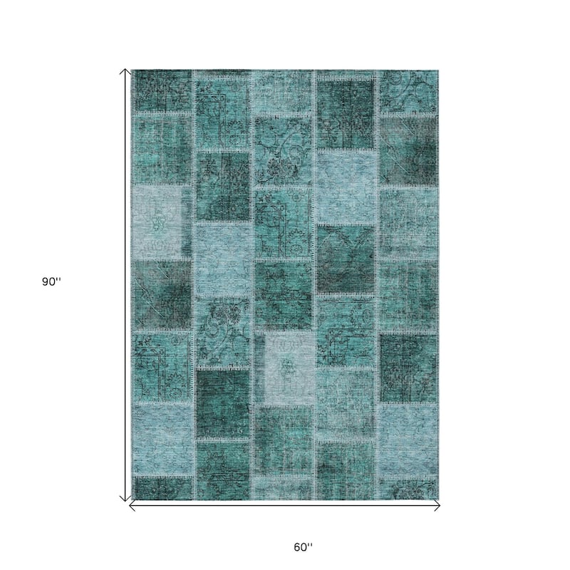HomeRoots Patchwork Transitional Rectangle Outdoor Rug