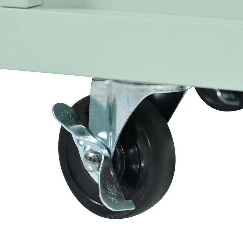 Kitchen Cart with Rubber wood Drop-Leaf Countertop