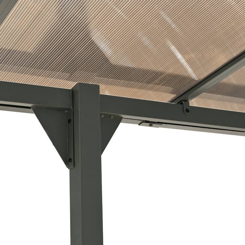 14.76x9.22FT Wall-Mounted Gazebo, Patio Cover Lean to Awning with Powder Coated Iron Frame and with Sloped Design
