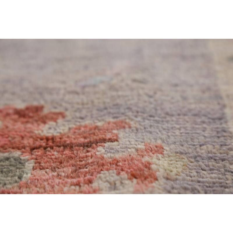 Hand Knotted Oriental 100% Wool Carpet Transitional All-Over Purples Oushak Area Rug - 9' 8'' X 8' 3''
