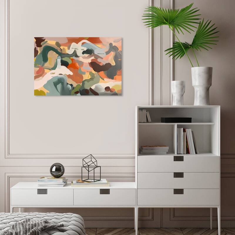 Wynwood Studio Abstract Water in the Desert Green and Modern & Contemporary Wall Art Canvas Print - 16 x 24