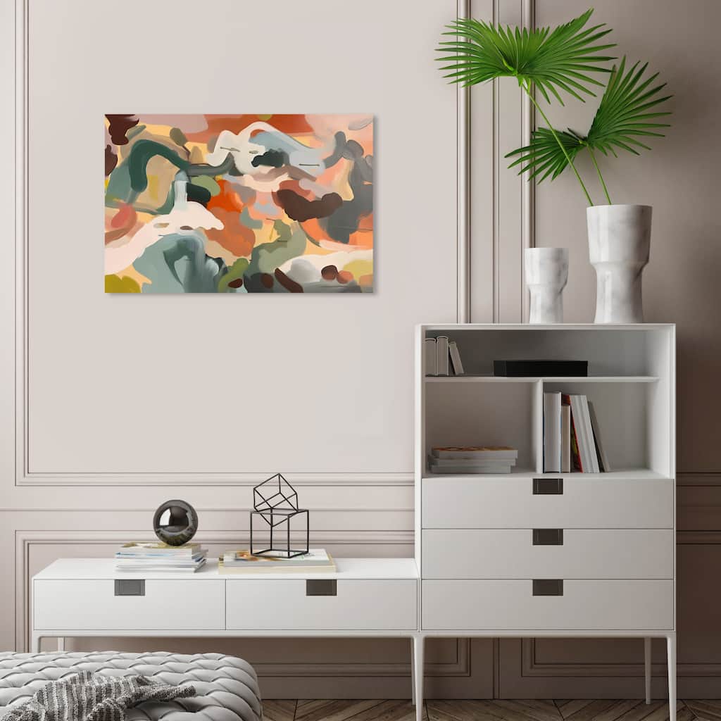 Wynwood Studio Abstract Water in the Desert Green and Modern & Contemporary Wall Art Canvas Print