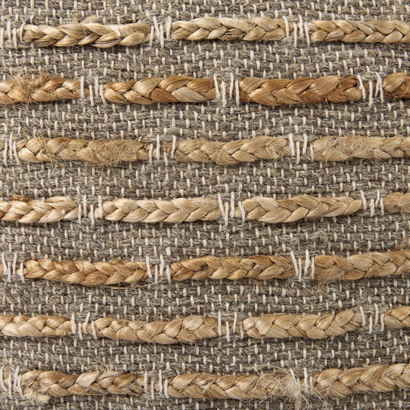 Mercana "Binita" Grey / Brown Hemp Wool & Cotton Square Pouf