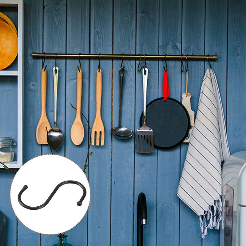 S Hooks 2.56inches Stainless Steel Hanger for Hanging Black 12Pack - 65mm