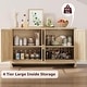 preview thumbnail 2 of 5, Beige Rattan Accent Storage Cabinet with 4 Doors