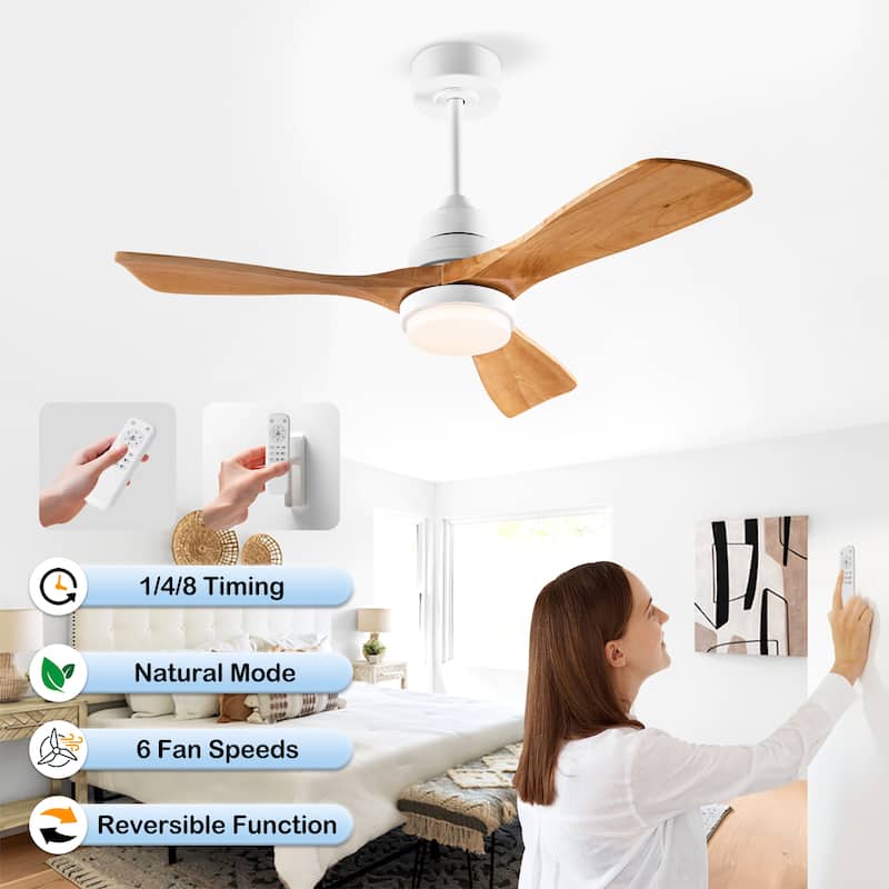 42" Ceiling Fan w/ 3 Color Dimmable Remote Control Reversible DC Motor, Led Light