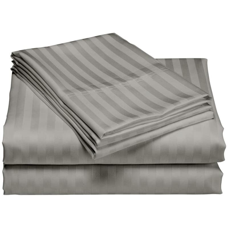 1200 Thread Count Cotton Deep Pocket Luxury Hotel Stripe Sheet Set - Grey - King