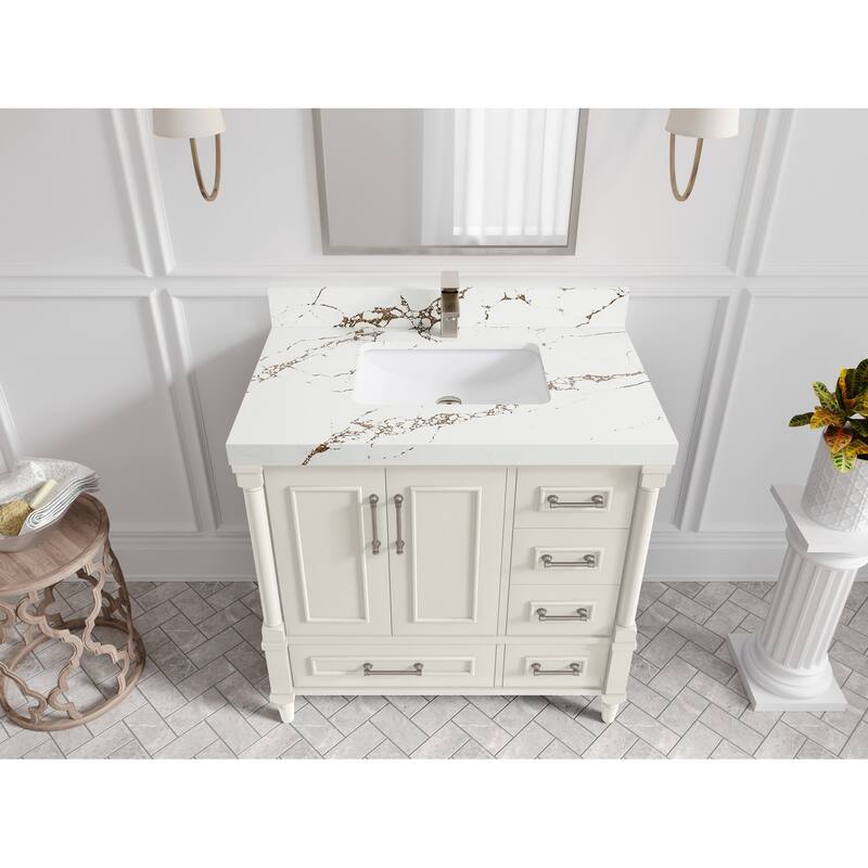 Willow Collections 36 in. W x 22 in. D Aberdeen Center Sink Left Bathroom Vanity with Countertop