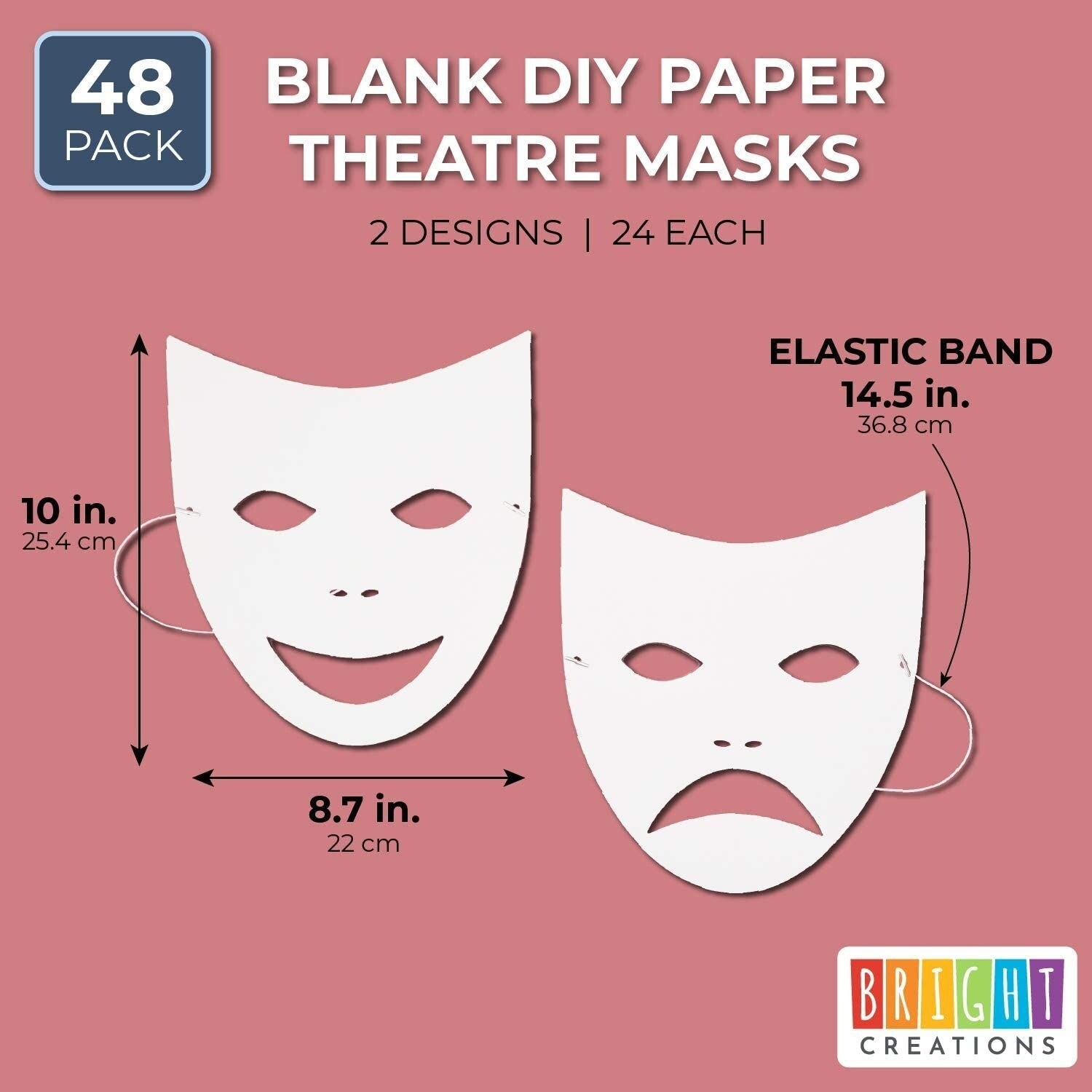 Blank DIY Masquerade Mask for Costume Party (48 Pack) White
