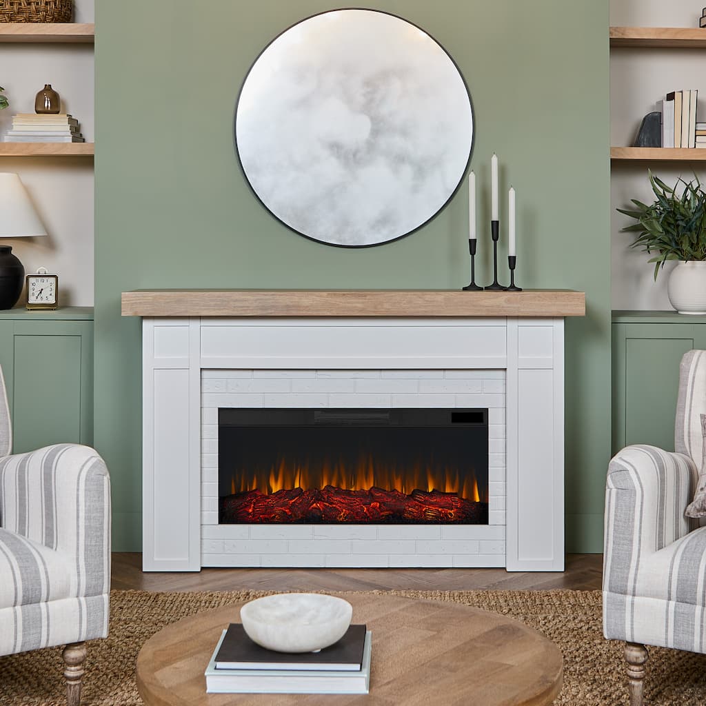 Cravenhall 64" Electric Fireplace by Real Flame in White