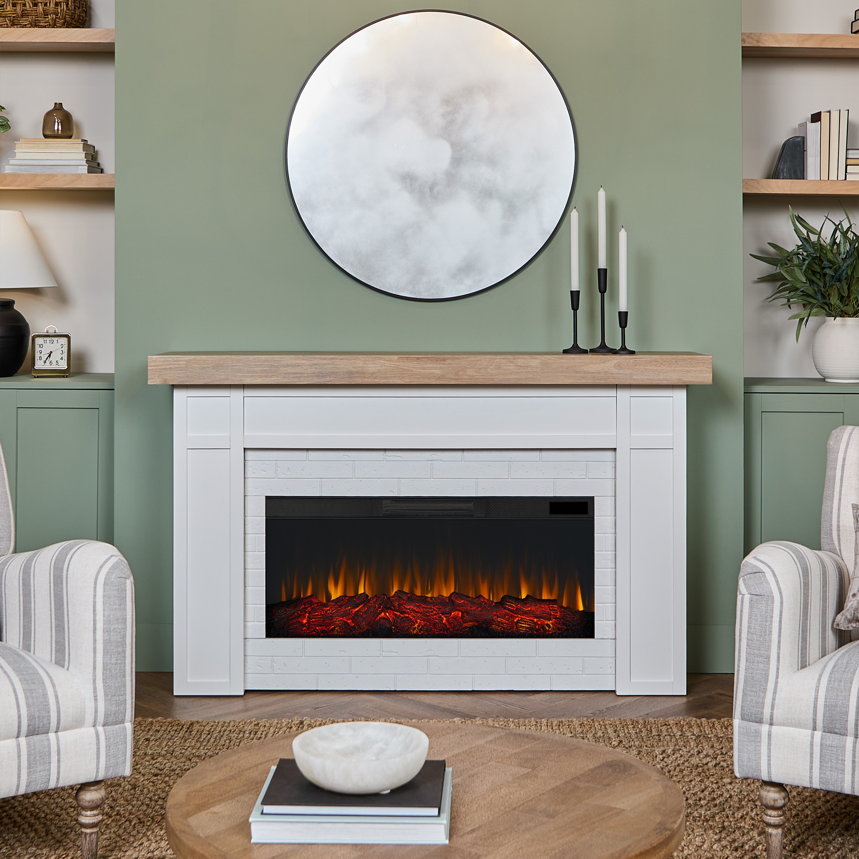 Real Flame Cravenhall Landscape Electric Fireplace in White 64"